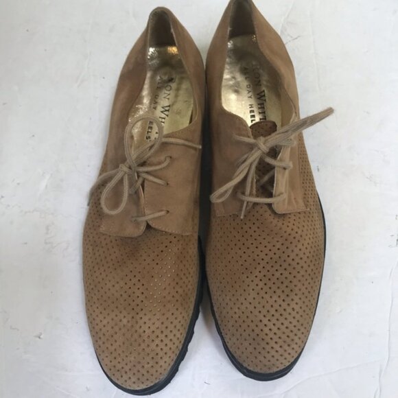 Ron White Oxford Laces Shoe Slide Suede Leather Tan Vibram Sneaker Platform 9.5 - Picture 4 of 14